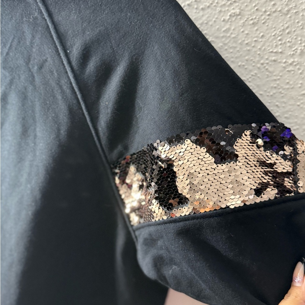 Black and Gold Sequin Women's Sweatshirt Size XXL - Picture 6 of 10